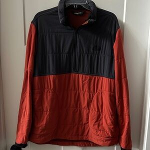 The North Face Mountain Sweatshirt men quarter zip, burnt orange, grey sz L
